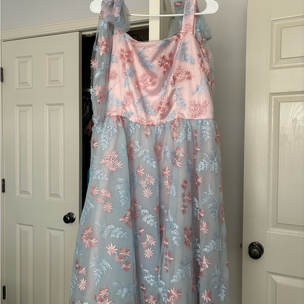 Floral Kids Dress in Pink and Blue